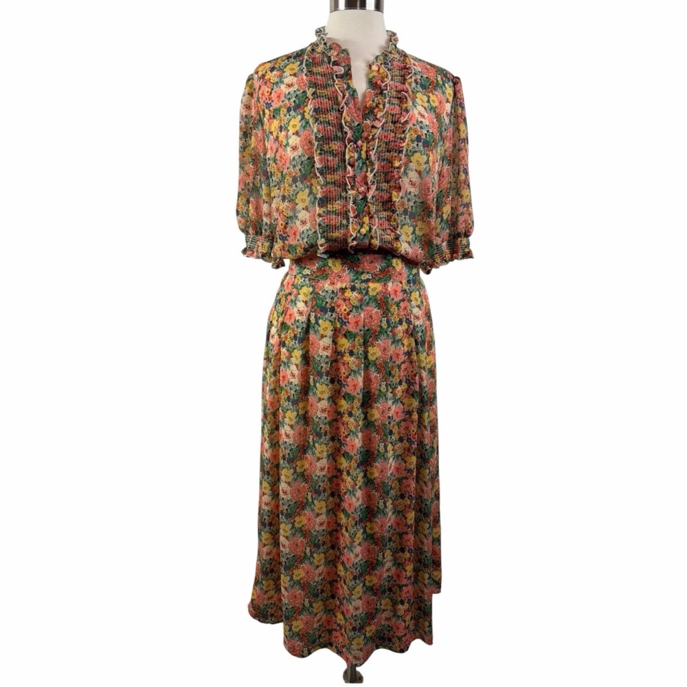 Sézane Noah Floral Ruffled Blouse in Jardin Pastel Size FR 44/US 12 - Picture 16 of 16